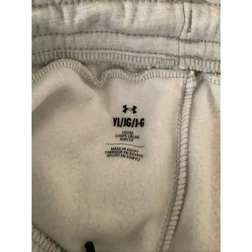 Under Armour Youth YL Gray UA Fleece Joggers Sweatpants Active Athleisure V5-10